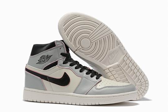 Air Jordan 1 White Grey Black Men's Women's Basketball Shoes-67 - Click Image to Close